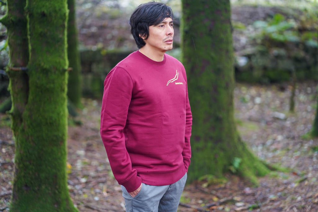 sustainable menswear - red sweater
