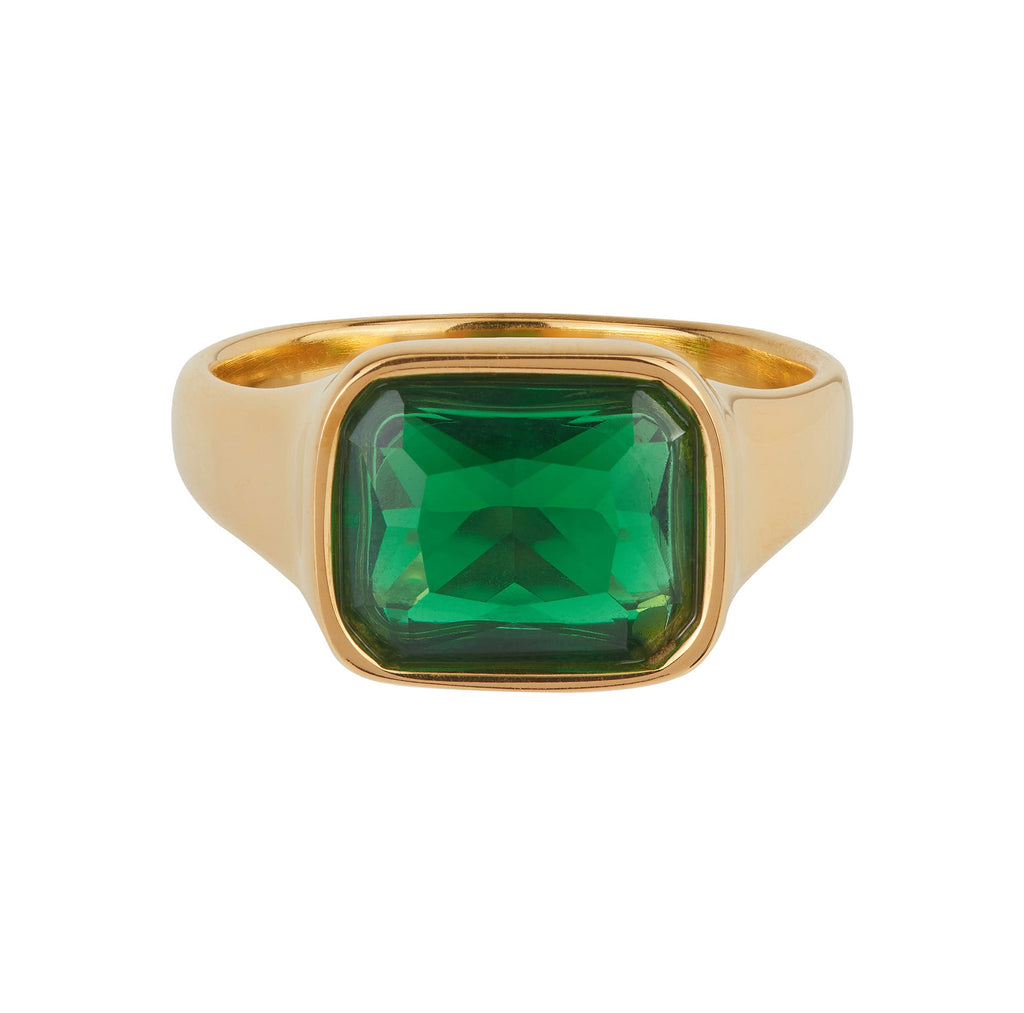 affordable luxury - affordable jewelry - gold ring with green stone