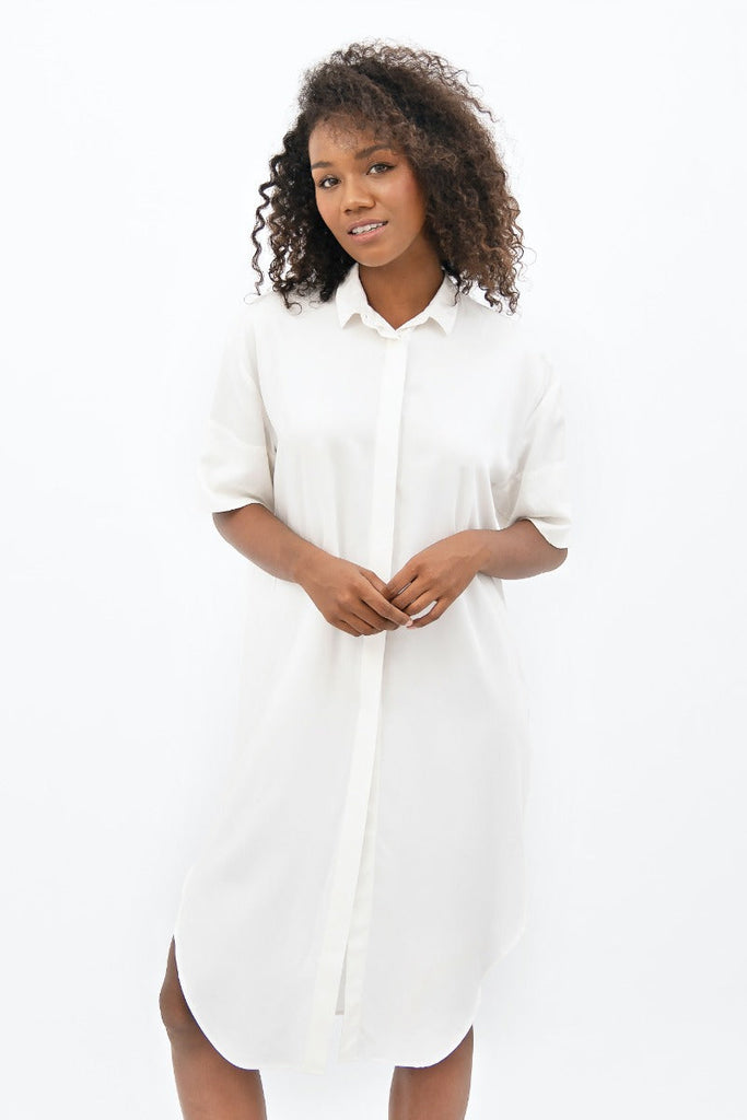 Sustainable Women's Dresses - white shirt dress