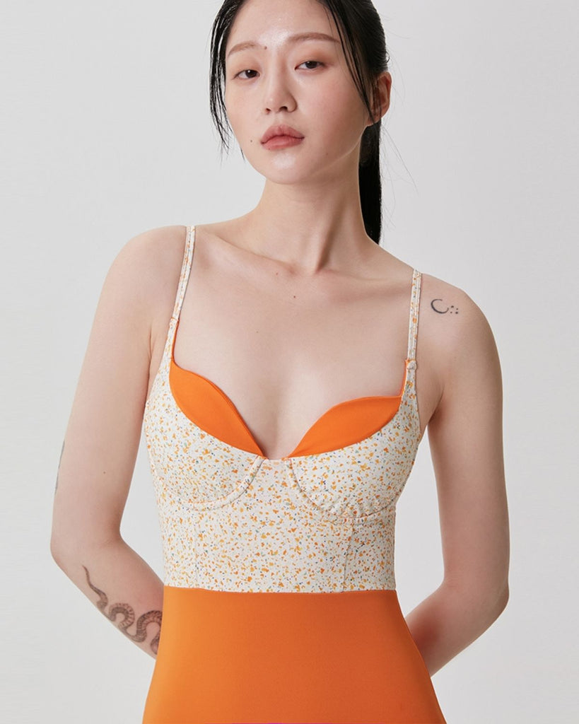 Orange-ade recipe swimsuit. Luxury sustainable swimwear.
