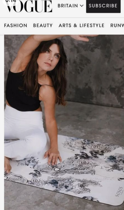 vogue UK yoga mat - beautiful printed yoga mat - eco yoga mats UK - 100% natural rubber sustainable yoga mat