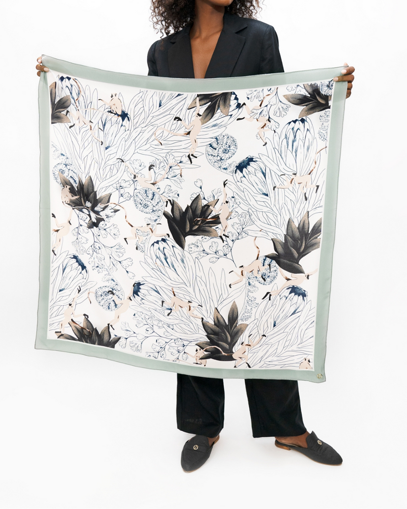 Unique Large Silk Scarf Ethically made for The Positive Company Sustainable Marketplace