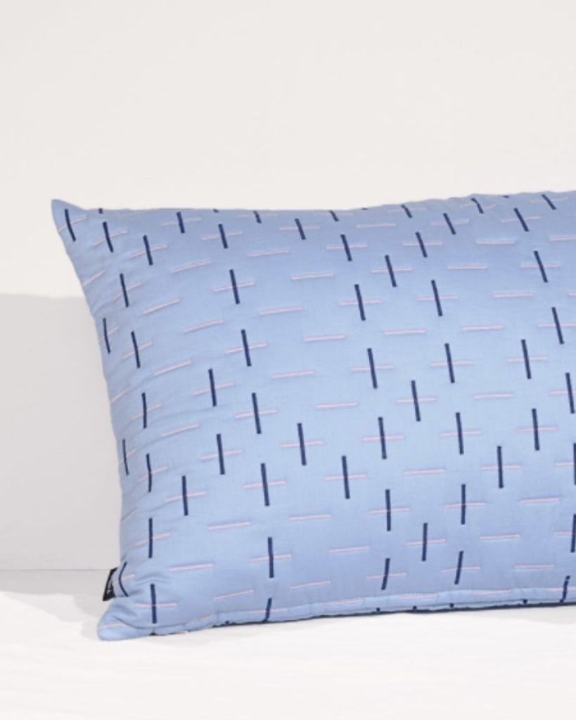 Quilted Blue pillow from Sustainable UK Brand Tiipoi