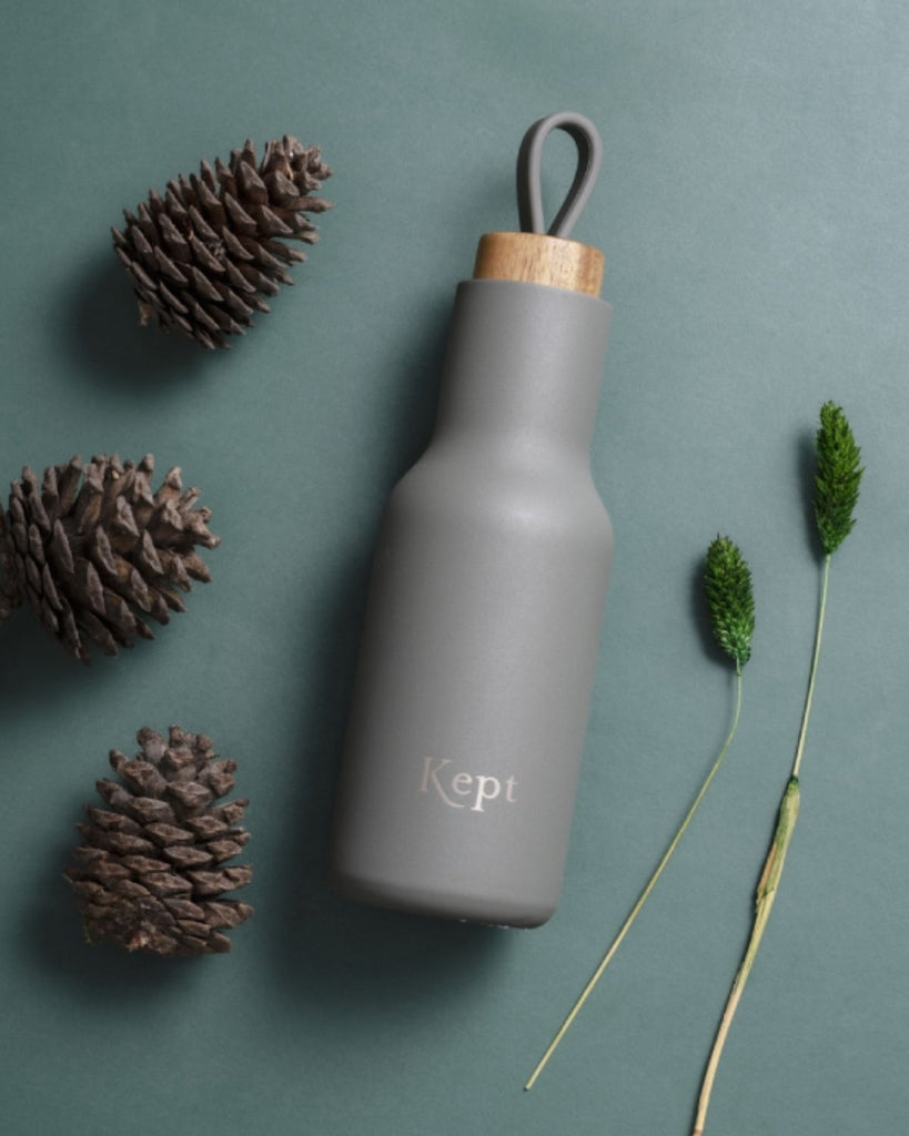 KEPT FOR LIFE Grey Luxury Reusable Water Bottle - Zero Waste Shop for Eco Friendly Products UK