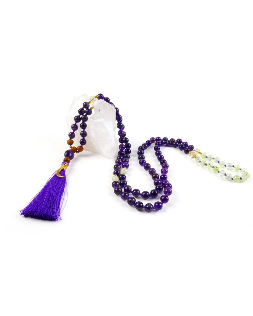 Amethyst Mala Necklace - meditation and yoga jewelry - yoga gift - unique gemstone necklace for meditation