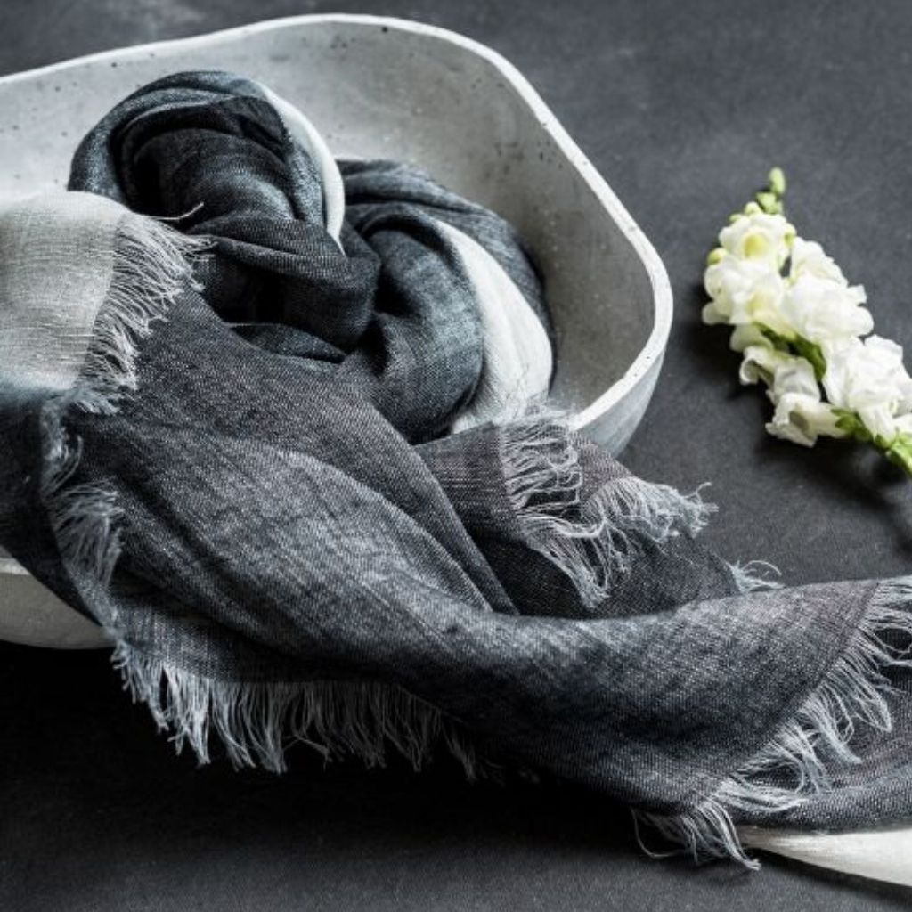 Sustainable Luxury Accessories for The Positive COmpany - grey linen scarf