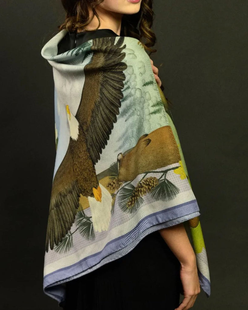 hand printed birds silk scarf - luxury silk scarf made in italy