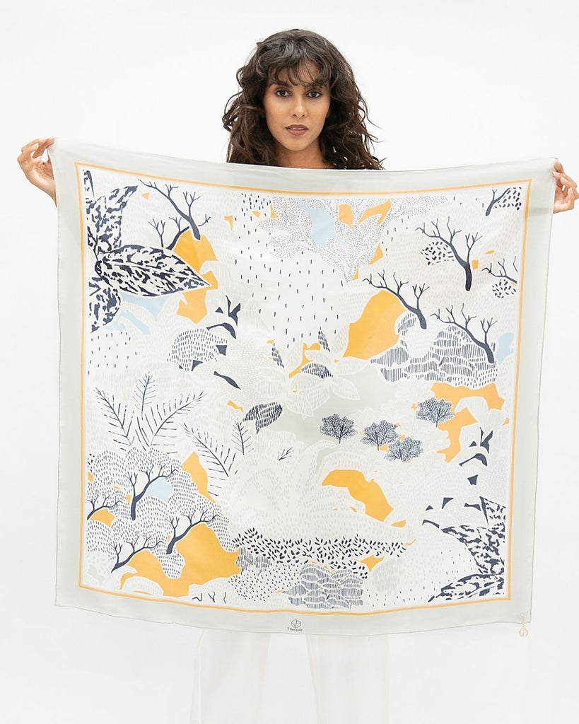 Printed large silk scarf - luxury silk scarf made with regenerated silk - best wedding accessories for mother of the bride