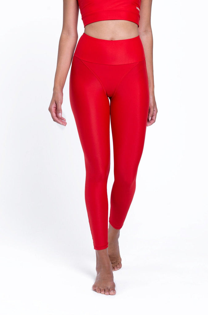 red leggings - red activewear leggings - red running - red yoga leggings 