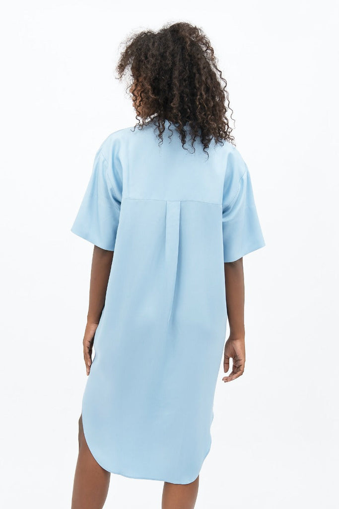 Blue Shirt Dress - perfect summer dress for office - ethical fashion - sustainable clothing - midi dress