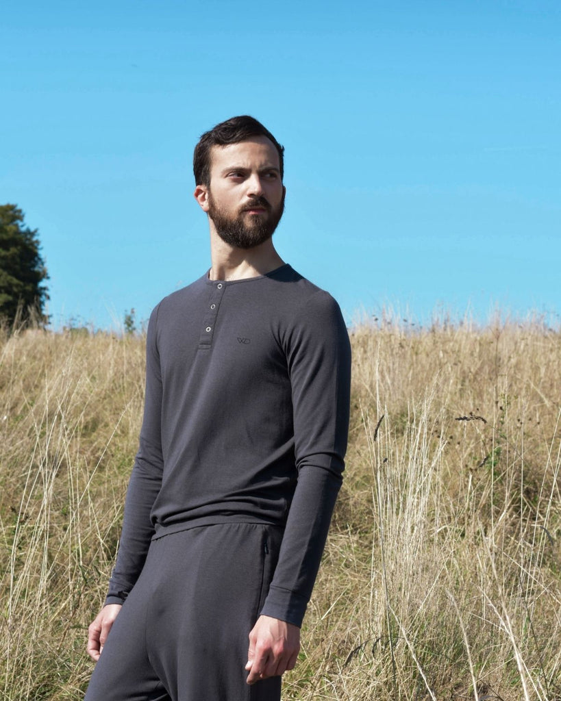 we drifters eco friendly bamboo sleepwear - Anti-insect Breathable Sweat wicking Odour resistant Temperature control Lightweight Anti-static Includes socks and 2-in-1 pillow case & storage bag Includes stirrups on trousers and thumb holes on top Option to attach top and bottom together to form a onesie Zipped pockets
