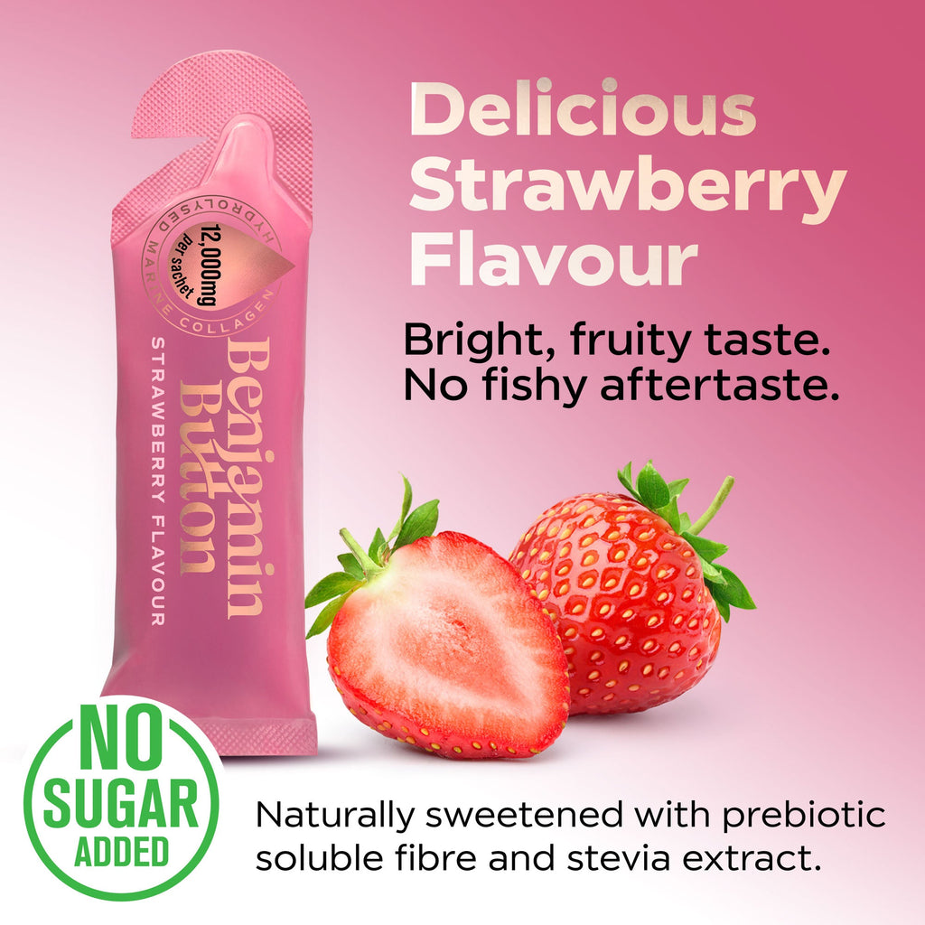 Perimenopause Collagen - b est collagen for women with strawberry flavour made marine collagen