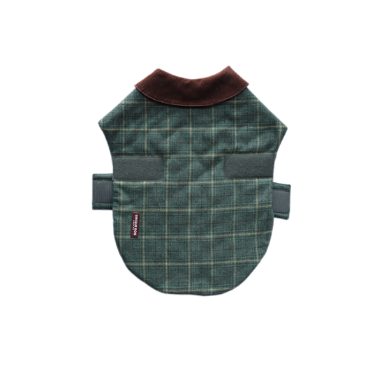 Handmade British Heritage Dog Coat —  Light Green Tweed Coat