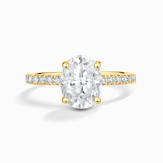 2 ct Oval Solitaire Moissanite Engagement Ring with Pavé Band in 18k Gold Vermeil