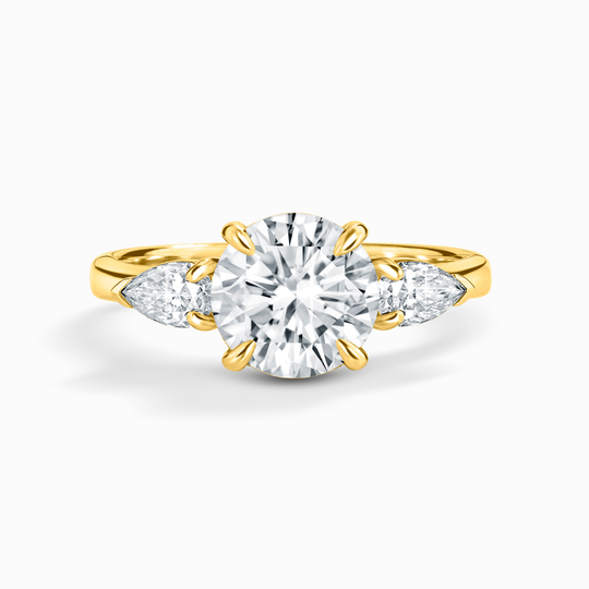 2 ct Round Moissanite Three Stone Engagement Ring in 18k Gold Vermeil