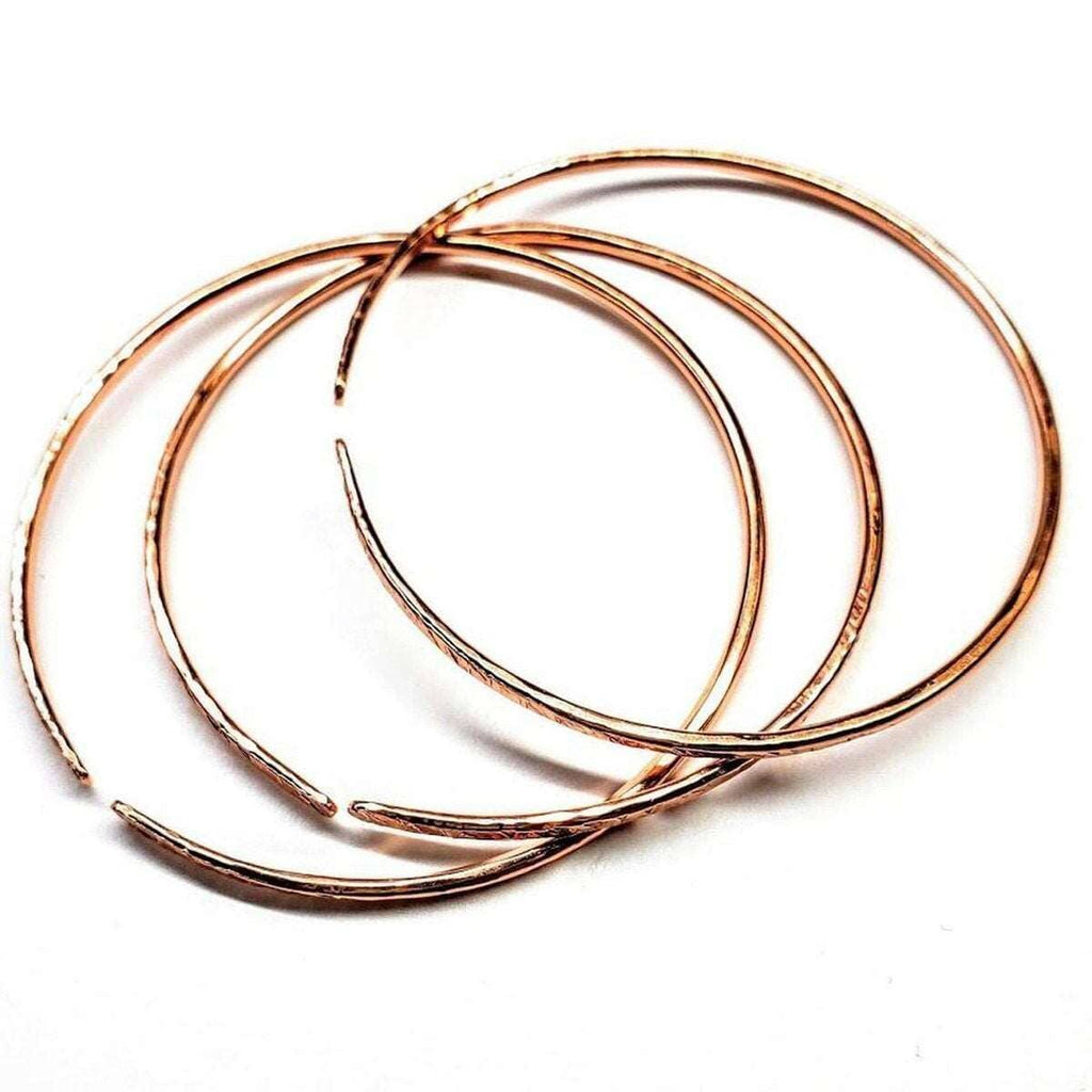 3-Pack Large 10 Gauge Bare Copper Hammered Textured Bangle Bundle - Bangles /Bracelets - Alexa Martha Designs   