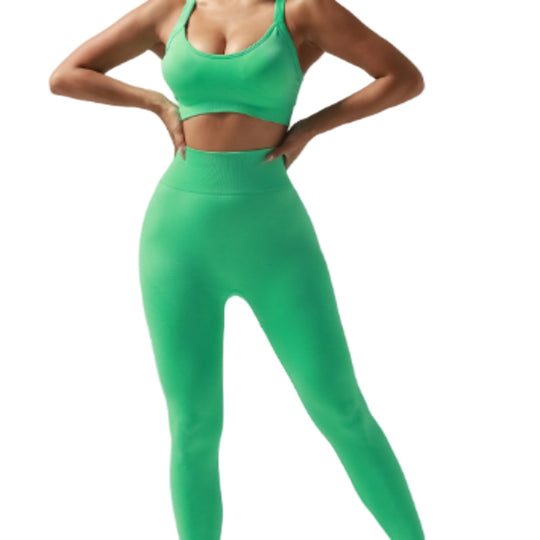 Women’s Nylon Yoga Set – Sports Bra & High-Waist Leggings 2-Piece Activewear Outfit