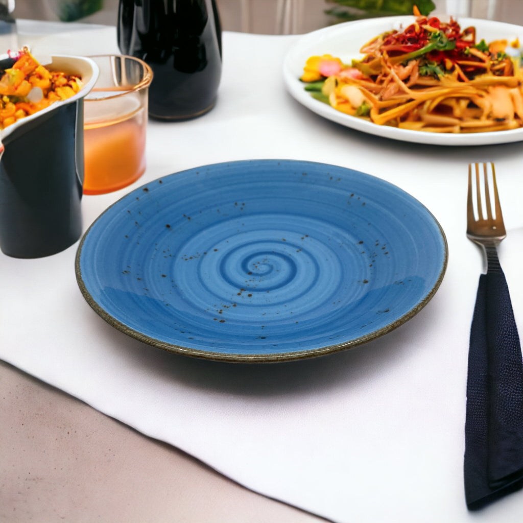 luxury kitchenware - blue plate - large pasta plate - greek blue plates