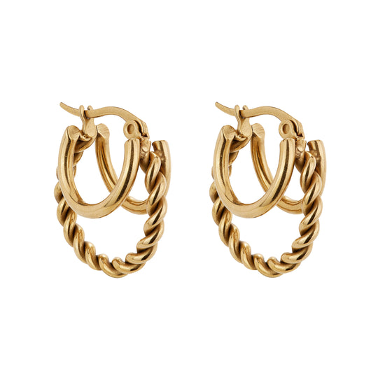 Triple Threaded Gold Hoops