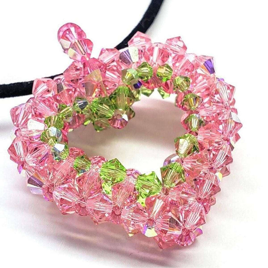 luxury jewelry - crystal heart swarovski Beaded Open 3-D Crystal Heart Necklace - Necklace - Alexa Martha Designs   