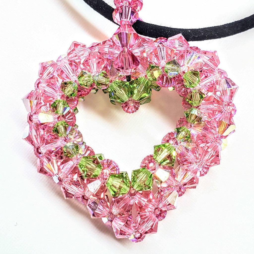 luxury jewelry - crystal heart swarovskiBeaded Open 3-D Crystal Heart Necklace - Necklace - Alexa Martha Designs   
