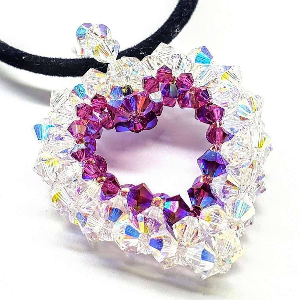 luxury jewelry - crystal heart swarovski -Beaded Open 3-D Crystal Heart Necklace - Necklace - Alexa Martha Designs   