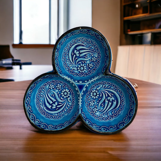 3-in-1 Snack&Dip Bowl Combination, Circles, Blue