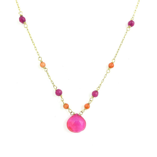 Fuchsia and Coral Necklace