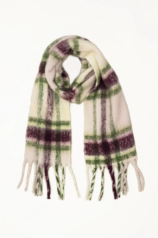 REplaid Oversized Recycled Bottle Scarf - Grape & Green