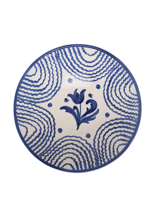 Flor Very Large Blue Serving Bowl