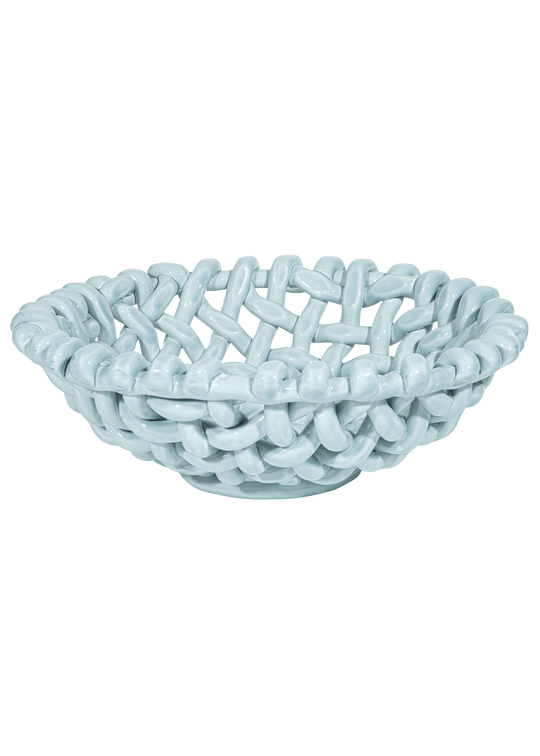 Large Sky Blue Basketweave Bowl