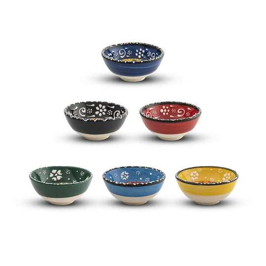 Handmade Ceramic Bowls Set of 6 Mexican 8cm