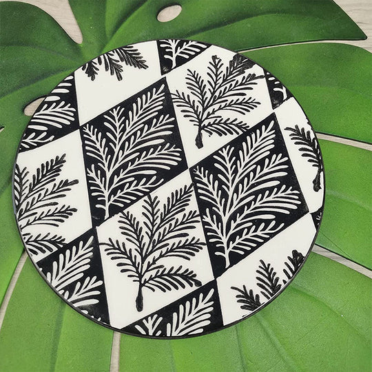 Ceramic Side Plate Nature Leaves Big Diamond 20cm