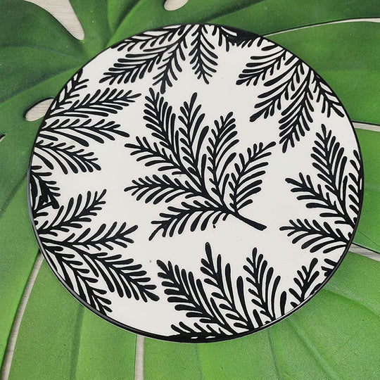 Ceramic Side Plate Nature Leaves Leaf in the Middle 20cm