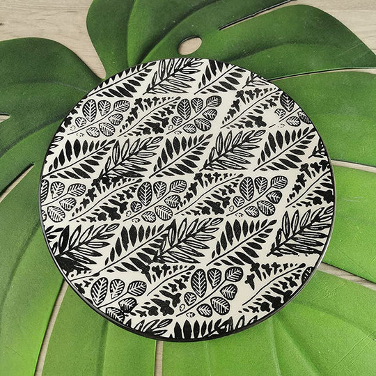Ceramic Side Plate Nature Leaves Small Diamond 20cm