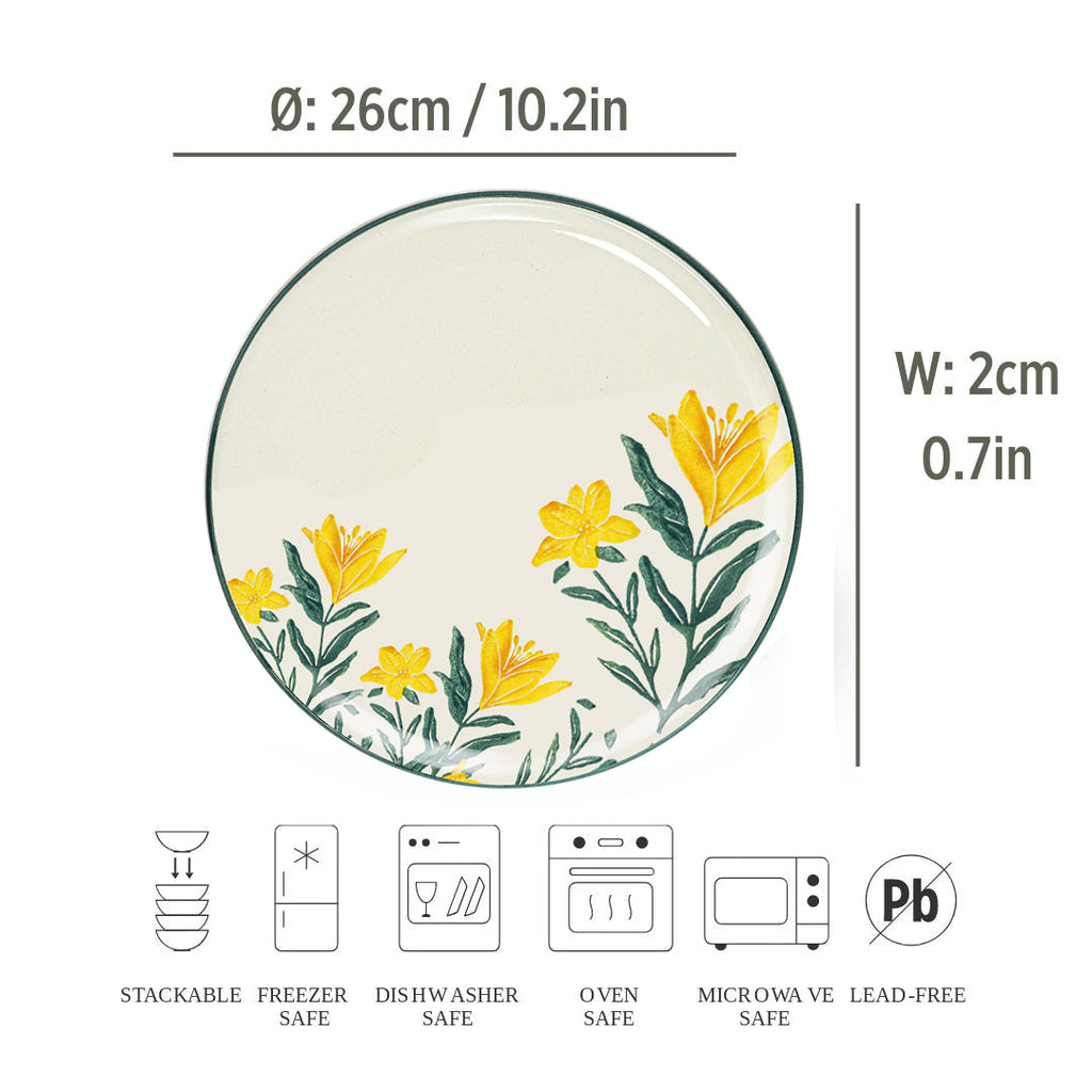painted plate with yellow flower