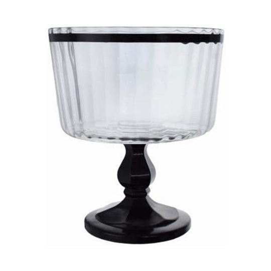 Glass Cake Server with Stand Black