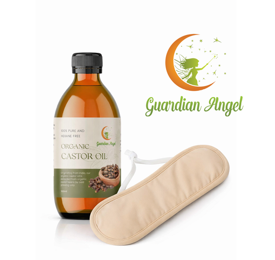 Organic Castor Oil 2 Piece Pack with a Bamboo Neck Wrap