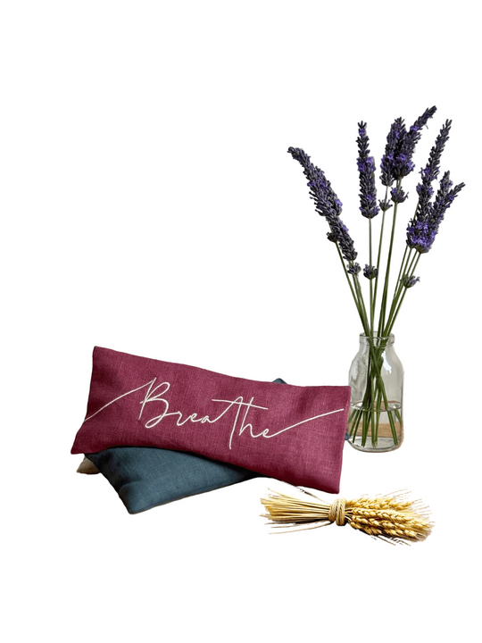 Breathe Embroidered Linen and Lavender Eye Pillow