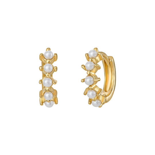 Pearl Huggie Hoops