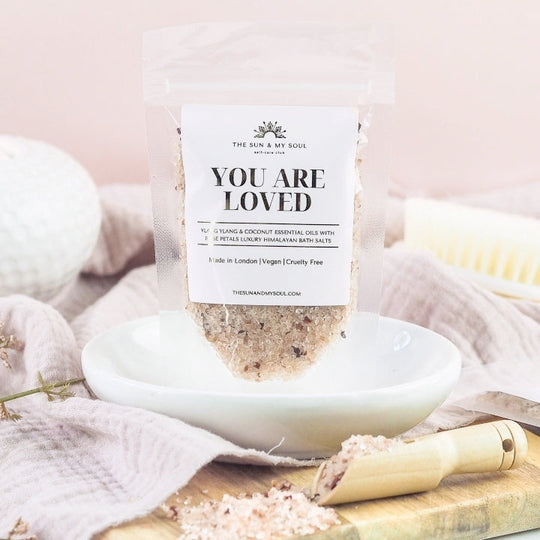 You Are Loved - Luxury Himalayan Bath Salts with Ylang Ylang, Coconut and Rose Petals