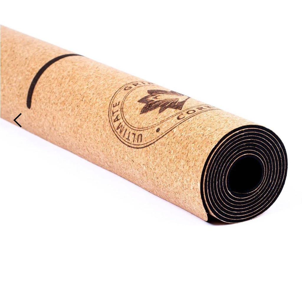 cork yoga mat with alignment lines