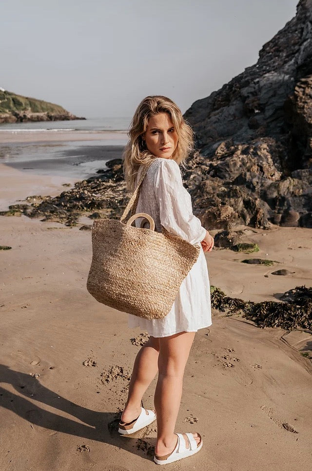 large luxury beach bag - vegan jute beach bag - large tote