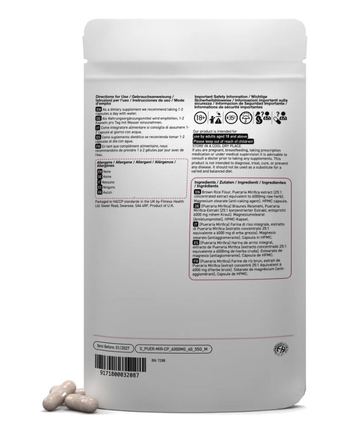 Premium Pueraria Mirifica 6000mg Capsules - menopause supplements 