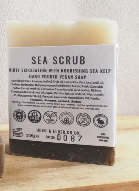 sea scrub soap - natural soaps - herbal exfoliating soap - soap bar against cellulites