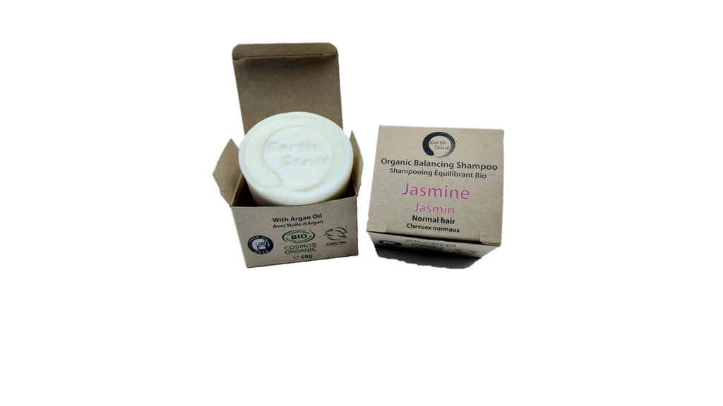 Organic Certified Balancing Solid Shampoo - Jasmine - Normal & all Hair Types 60g - Earthsenseorganics