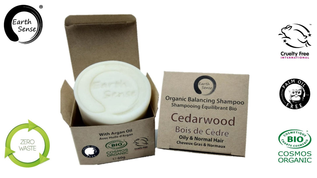 Organic Certified Solid Shampoo 60g - Cedarwood - Oily & All Hair Types - Earthsenseorganics