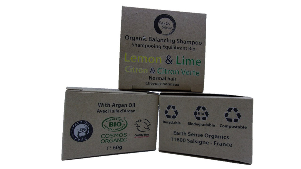 Organic Certified Balancing Solid Shampoo - Lemon & Lime - Normal & all Hair Types 60g - Earthsenseorganics