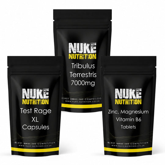 Testosterone Support Bundle Stack - Test Rage XL, Tribulus, Zinc Magnesium & Vitamin B6 x 180
