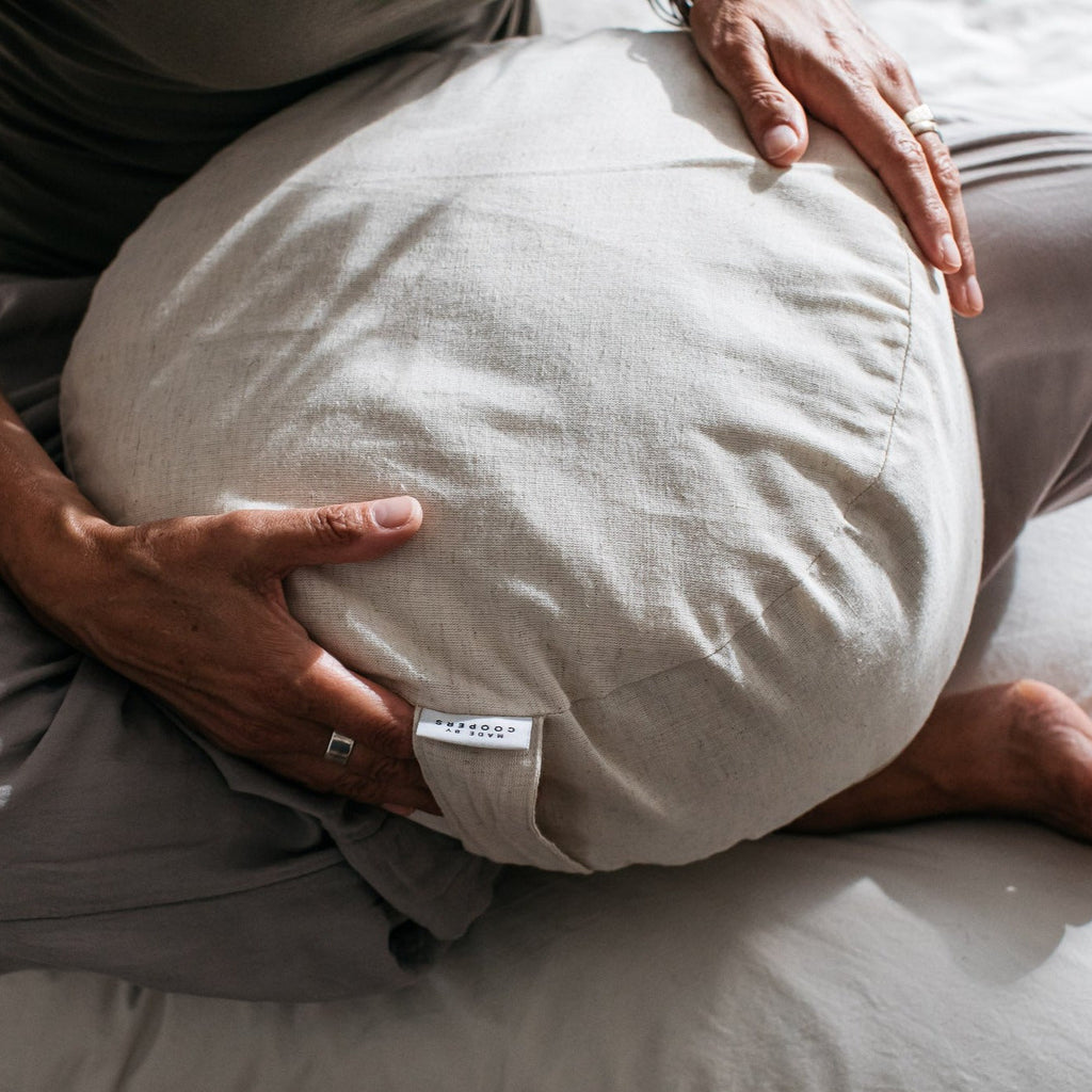 yoga gift - meditation cushion - white natural linen meditation cushion - best gift for yogis - meditation essentials